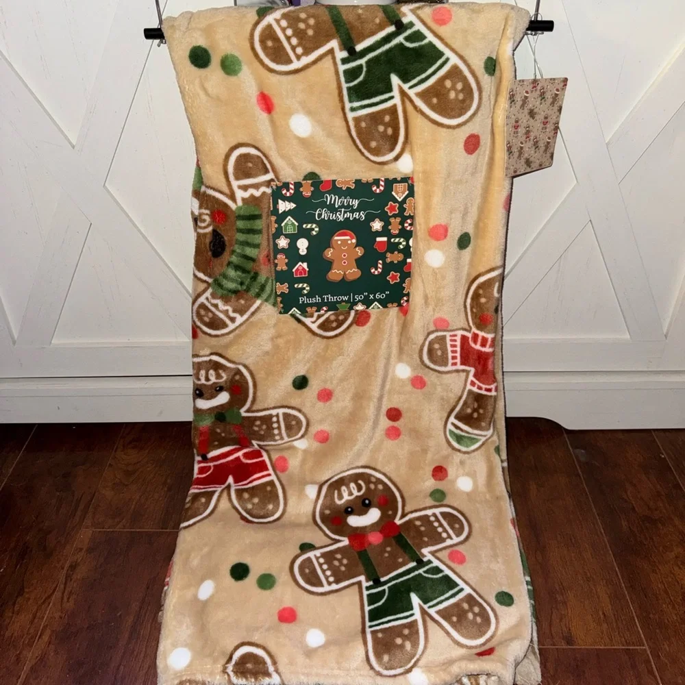 Gingerbread Man Plush Throw Blanket